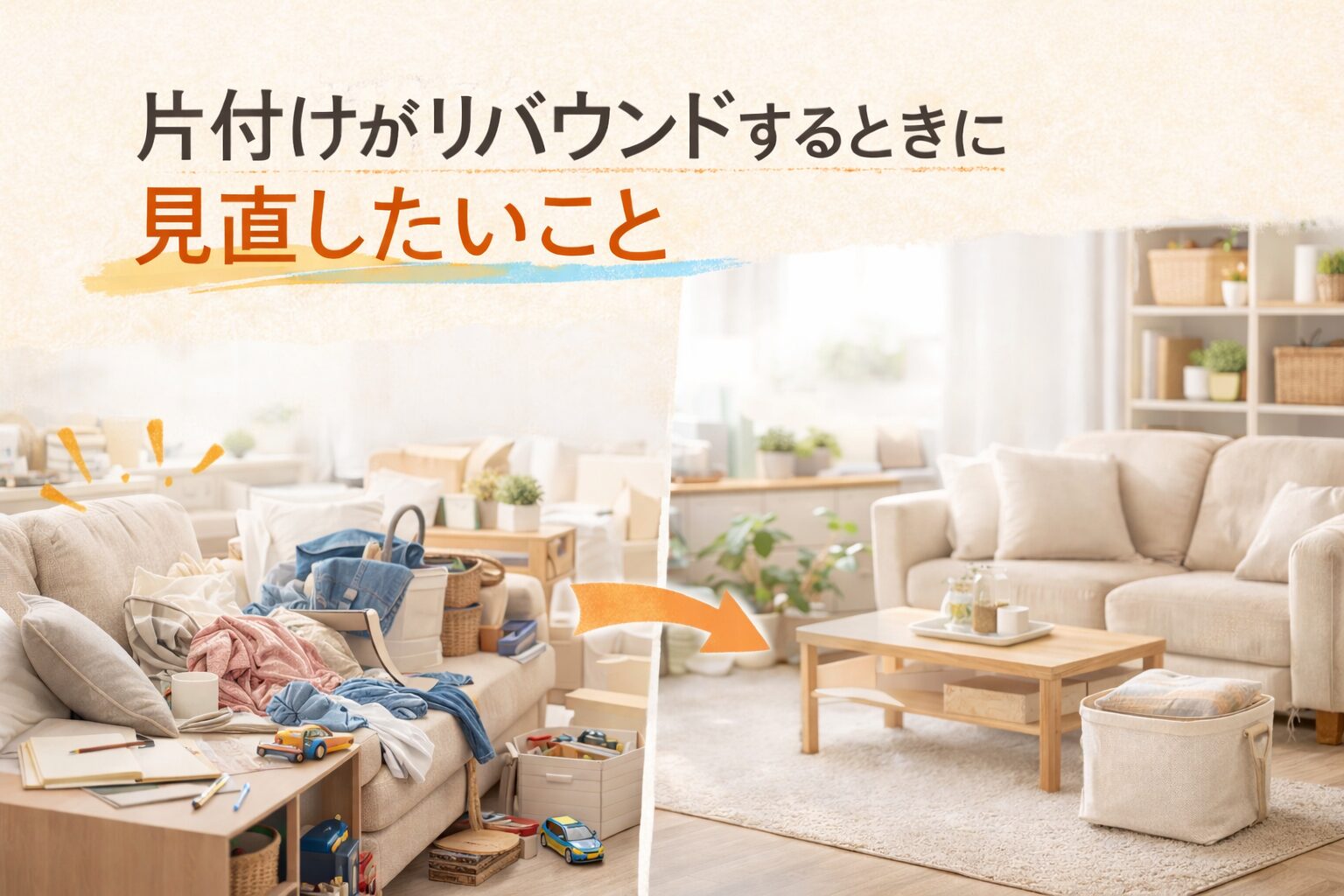 片付けがリバウンドするときに見直したいこと｜戻しやすい仕組みで整った部屋を保つ方法
